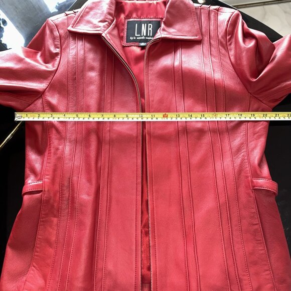 LNR Womens Red Leather Jacket With Zipper Front & High Collar XL - Picture 14 of 14